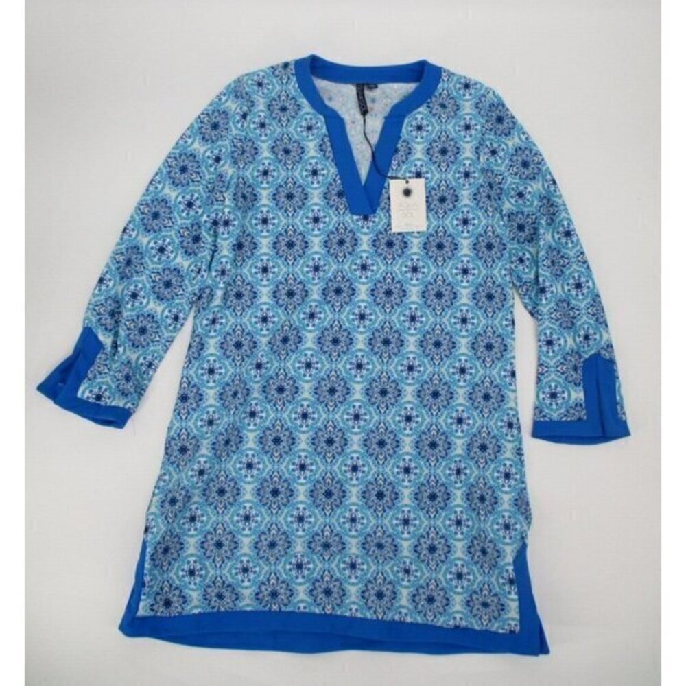Aqua Et Sol Womens Dress Small Blue Nautical Preppy Stretchy Beach Swim Cover Up